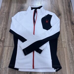 Spyder Men's Full Zip Jacket - Black And White With Red Zipper Size Small